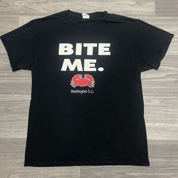 Funny Text Parody Shirt Mens Medium Black Comedy Saying Meme Text Joe Crab Shack - Picture 1 of 8